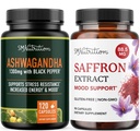 SMNutrition Saffron Supplement & Ashwagandha with Black Pepper | Herbal Adaptogen Bundle with Saffron Extract (90 Servings) and Ashwagandha Capsules (60 Servings)