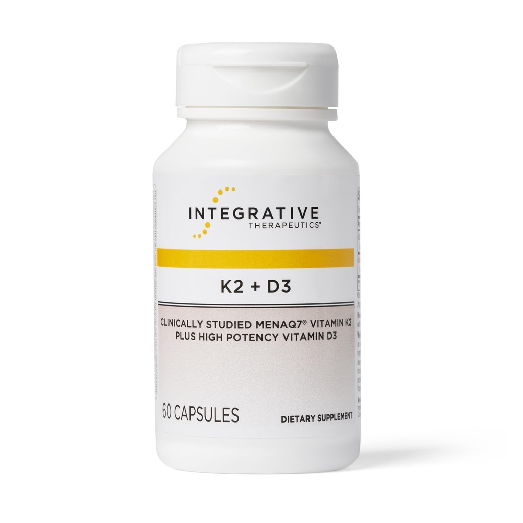 Integrative Therapeutics K2 + D3 - Heart Health & Bone Support* - Calcium Absorption for Adults - Dairy-Free & Gluten-Free - 60 Count (60 Servings)