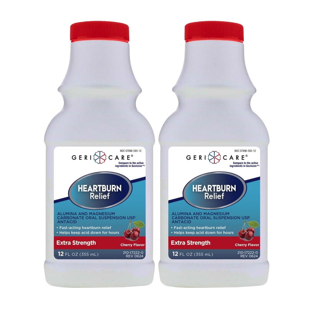 GeriCare Heartburn Relief and Acid Reflux Oral Suspension Medicine | Effective Antacid for GERD Relief and Heartburn | Alternative to Maalox Liquid, and Mylanta (2 Pack)
