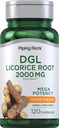 Piping Rock DGL Supplement | 120 Capsules | Licorice Root | Mega Potency | Herbal Extract | Vegetarian, Non GMO, Gluten Free