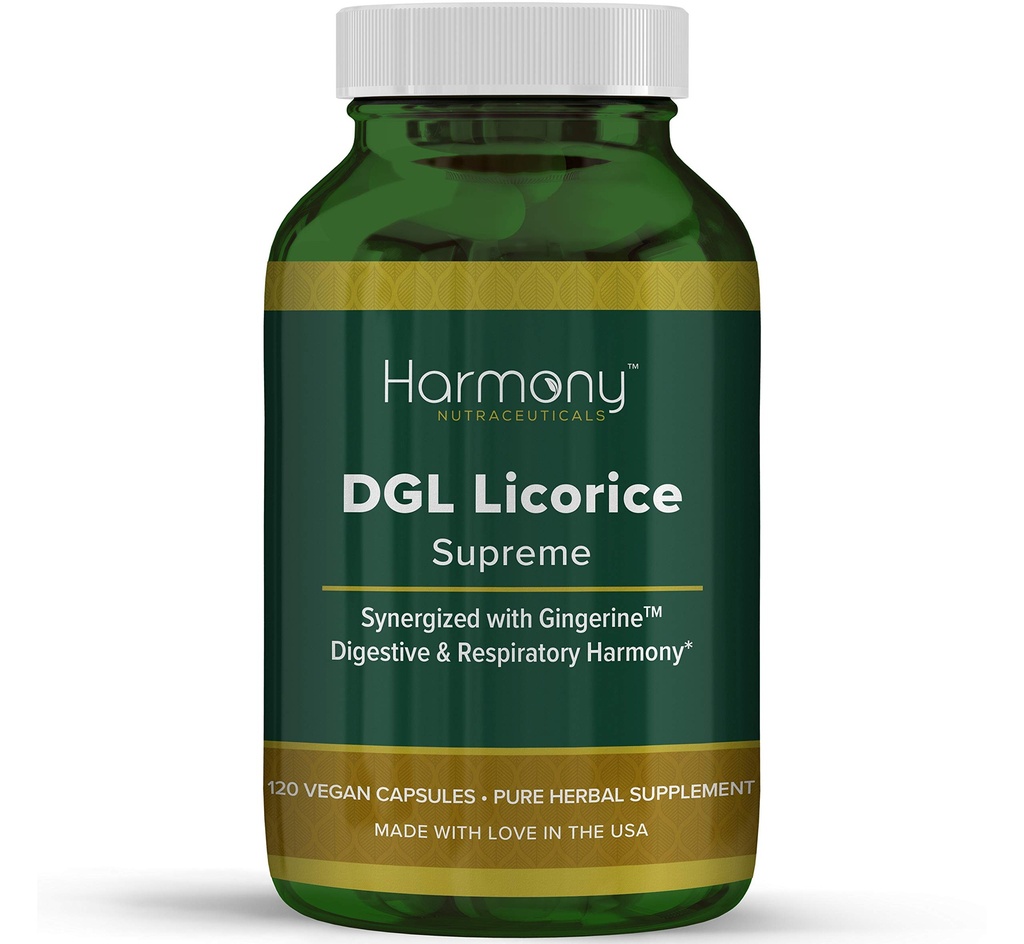 DGL Licorice Supreme Dr Gumman's Clinical Grade Highest Potency Maximum Bioavailability 120 Vegan Capsules Harmony Nutraceuticals