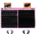 Lash Clusters 100D+200D Mega Thick Lashes Clusters 12-22mm Wispy Individual Thick Volume Lashes Cluster Eyelash Extensions 280Pcs DIY Lash Extension at Home, by Hushlibaby(Plant Fiber)