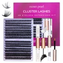 Ocean Pearl Lash Clusters 320pcs 3D Thick Lash Clusters kit 60D+80D Lashes,Eyelashes,Lash Extension Kit,Eyelash Clusters with lash adhesive+sealer+remover+tweezers,Lashes Clusters Eyelash Extensions