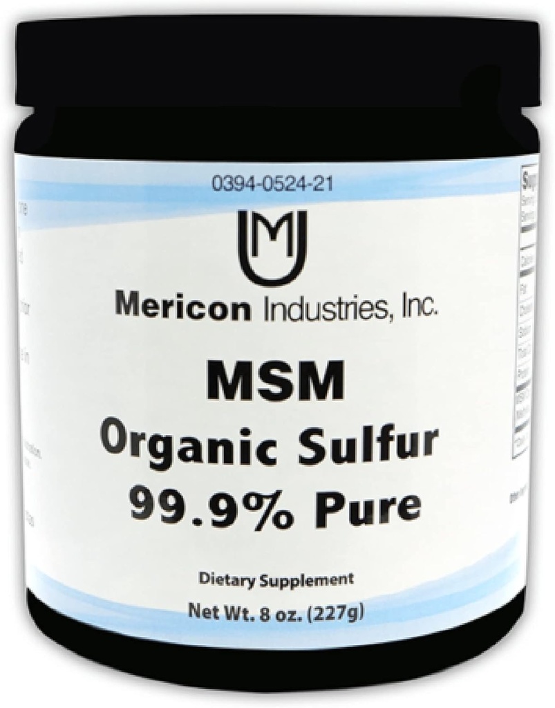 Mericon Industries MSM Bio Schwefelpulver | MSM Beilage für Entzündungen, Haarwachstum, Gesunde Haut, & Erhöhte Energie | Non-GMO, Vegan, Glutenfrei, Sojafrei (8oz)