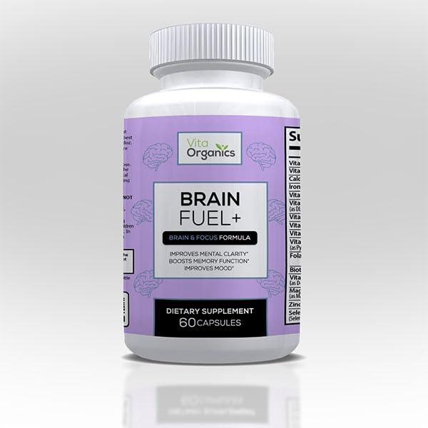 Brain Fuel+ DMAE Blend Memory Supplement for Focus, Mood, Mental Energy for Busy Men & Women - 60 Capsules, Made in USA