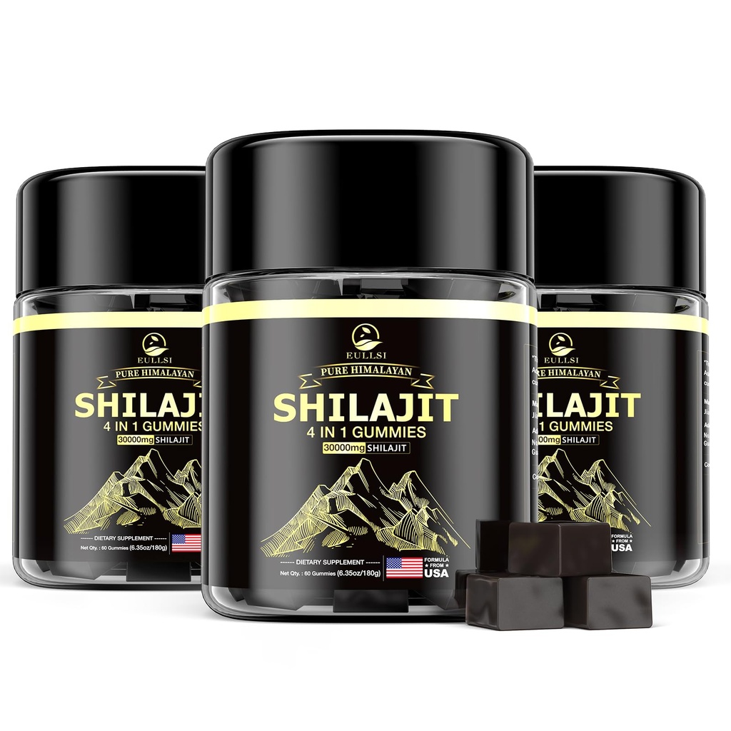 Pure Shilajit Gummies for Men & Women, Organic Ashwagandha Gummies, 85+ Trace Minerals & 75% Fulvic Acid for Energy, Stamina & Immune Support, Vegan Non-GMO