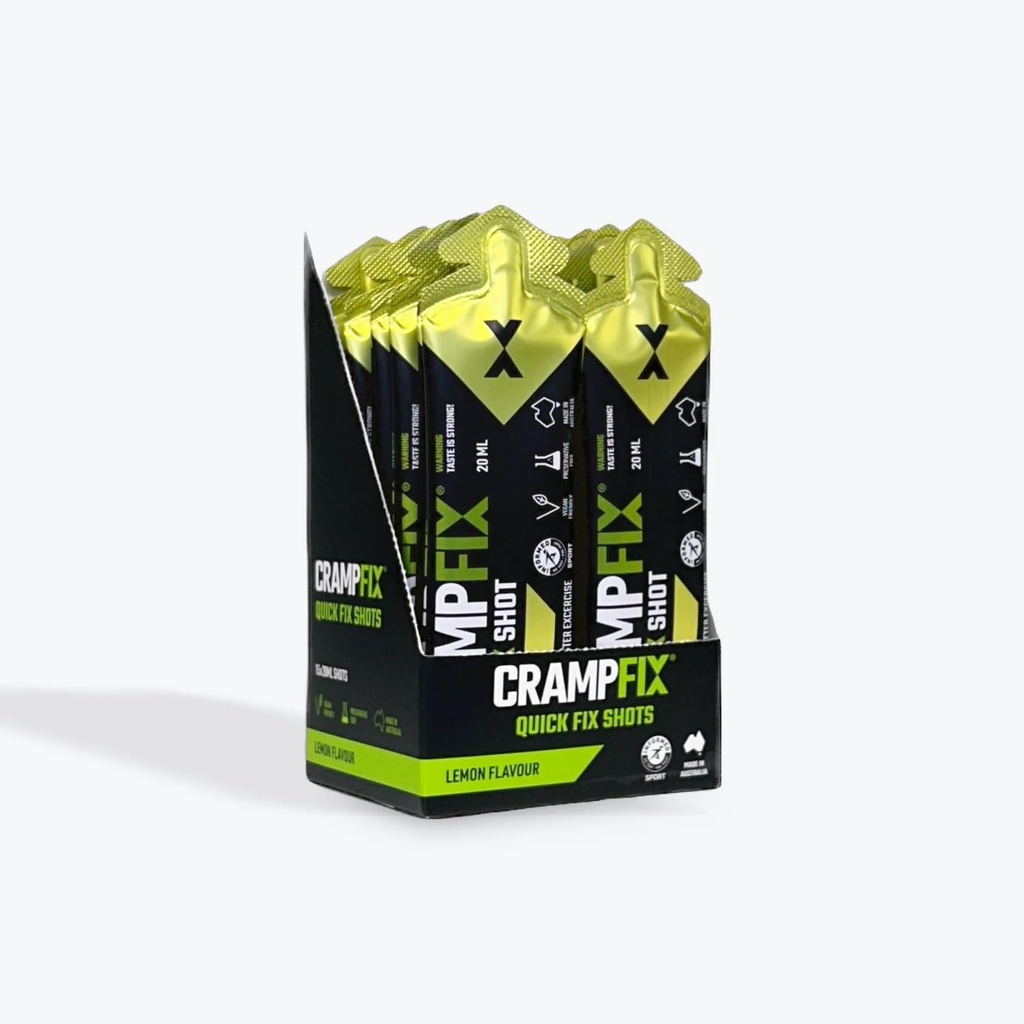 CRAMPFIX Sports Shot, Prevents and Relieves Muscle Cramps in Seconds, Easy Carry Sachets, 15 Pack, All Natural, Lemon