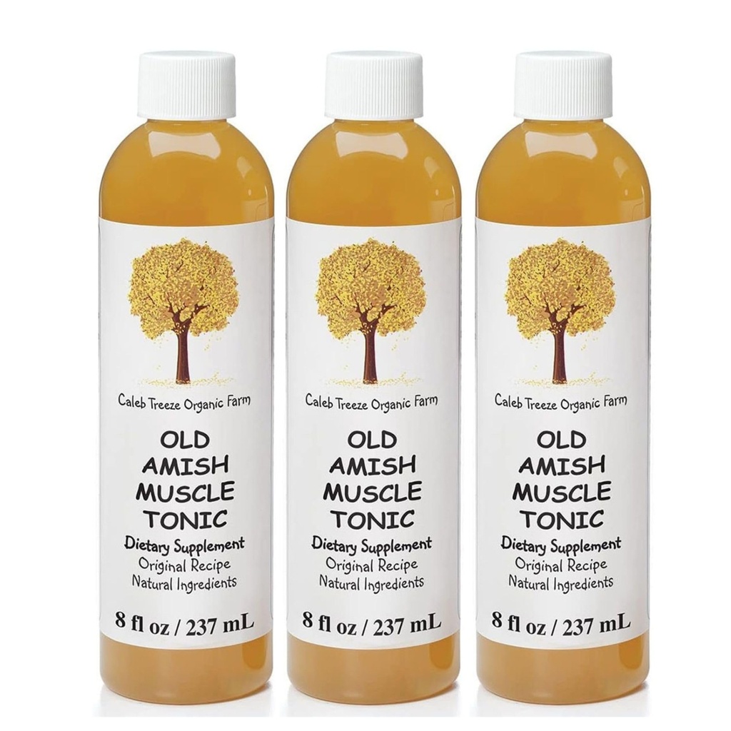 Caleb Treeze Old Amish Muscle Tonic 8 fl oz, Restless Legs, Muscle Cramps & Spasm Relief, Leg Cramps Relief, Foot Cramps Relief- Pack of 3