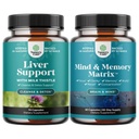 Bundle of Liver Cleanse Detox & Repair - Herbal Liver Support with Silymarin, Beetroot & Artichoke and Nootropic Brain Supplement - Mental Health & Clarity - VIT A B6 Riboflavin Niacin Thiamin Folate