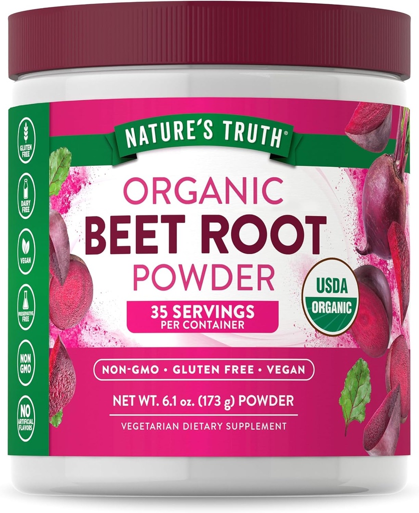 Nature's Truth Organic Beet Root Powder | 6.1 oz | ヴィーガン、非GMO&グルテンフリーサプリメント