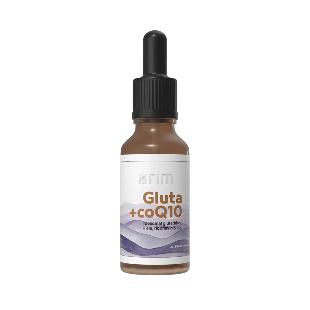 xrim Gluta+CoQ10 – Liposomal Glutathione with CoQ10, PQQ, Alpha Lipoic Acid & Riboflavin | Antioxidant Support & Cellular Function – 30 Servings (2oz Liquid)