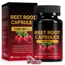 Beet Root Capsules 1300mg - Beetroot Supplement for Healthy Circulation, Energy & Endurance - Non-GMO, Vegan, Beet Extract - 60 Capsules