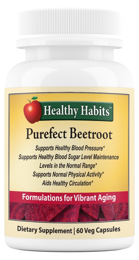 Healthy Habits Purefect Beetroot - Organic Beetroot Powder Bottle 60 Veg Capsules
