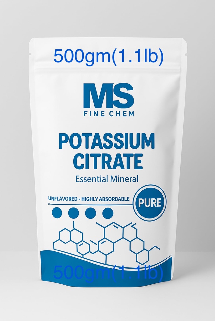 Potassium Citrate Powder – Essential Electrolyte Supplement for Hydration & Mineral Balance, Vegan Friendly, Supports Heart, Joint & Immune Health, 500 g
