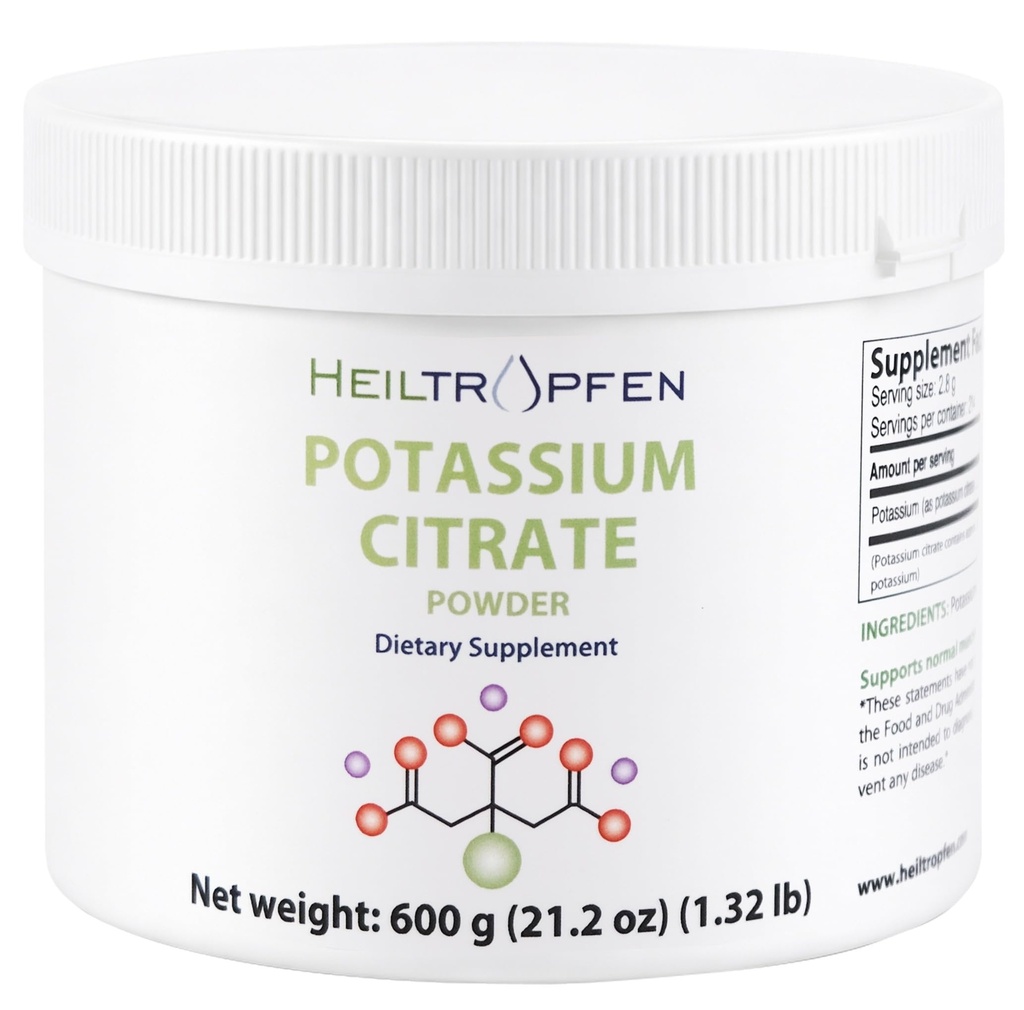 Potassium Citrate Powder 600g | 100% Pure Powder | Unflavored | Single Ingredient | Capsule-Free | Dietary Supplement