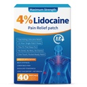 4% Lidocaine Pain Relief Patches – Maximum Strength Pain Patches, 12-Hour Long-Lasting Relief for Back, Neck, Shoulder & Joint Pain, Fast-Acting,–40 Count (5.5” x 3.94”)