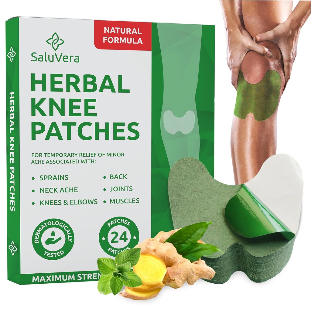 SaluVera Warming Herbal Plaster Patches | Knee Patches | Heat Patches for Women and Men (24 Count)