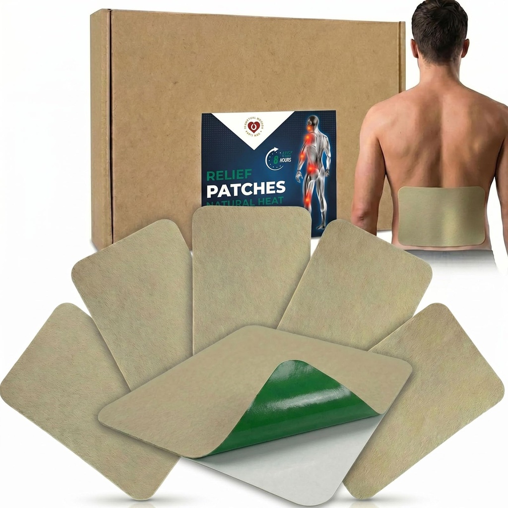 XL Heat Patches for Back - Extra Large Soothing Warming Plaster with Ginger, Capsicum & Wormwood - Premium Herbal Body Patches for Back, Shoulders & Waist - Long Lasting Stays in Place 9.5"x6.3" (5ct)