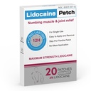 4% Lidocaine Pain Relief Patches | Maximum Strength Numbing Gel Patch for Back, Neck, Knee, Shoulder & Joint Pain | Up to 12 Hour Temporary Relief | 20 Count - 260401