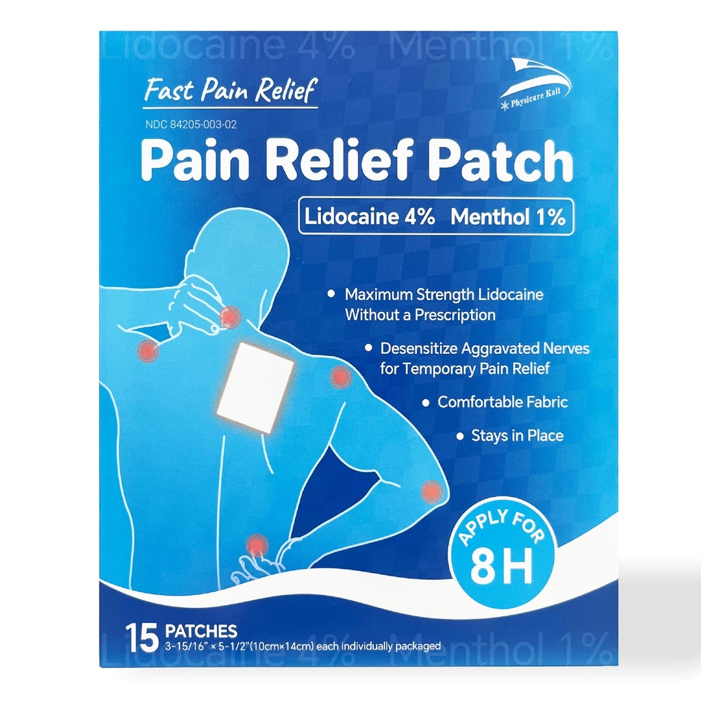 4% Lidocaine Plus 1% Menthol Pain Relief Patch for Back Ache Stiff Neck Joint Pain Muscle Soreness Topical Analgesic,15 Counts