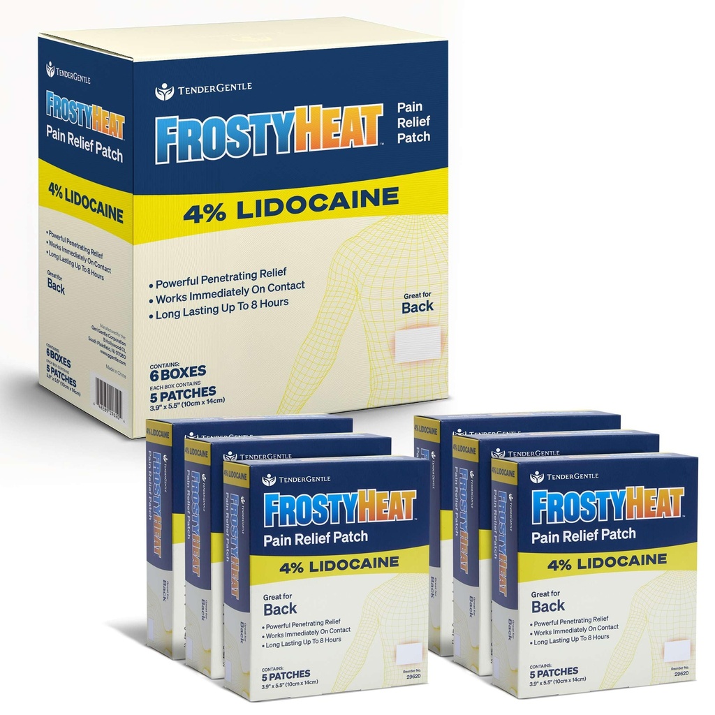 Four Percent Lidocaine Patches - 30 Back Pain Relief Patches with 4% Lidocaine for Aches, Muscle and Joint Discomfort - 3.9" x 5.5" Back, Shoulder, and Neck Pain Patch