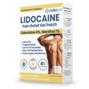 4% Lidocaine Pain Relief Patches with Menthol & Arnica - Maximum Strength Large 4x6 inch Hydrogel Patch for Back, Muscle, Joint & Arthritis Pain - Long Lasting - 12 Count