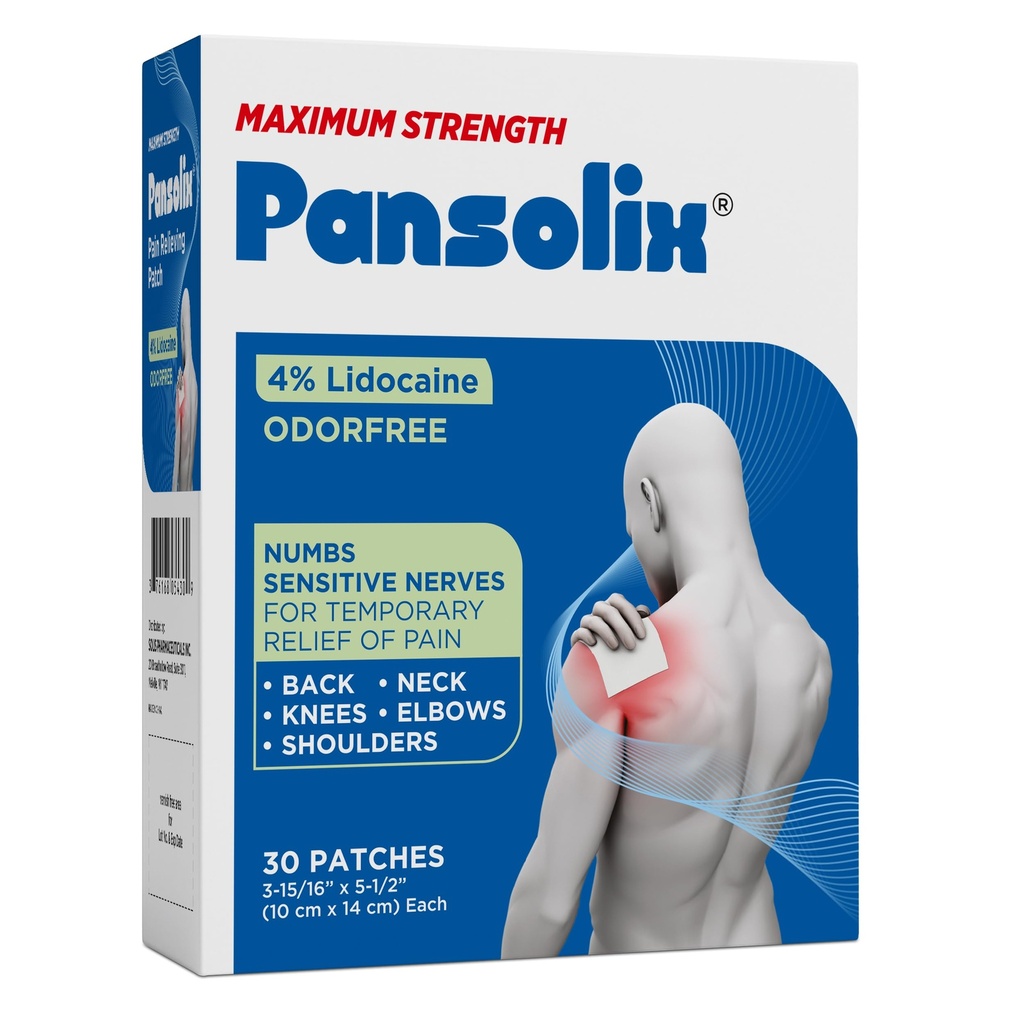4% Lidocaine Pain Relief Patches 30 Count | Maximum Strength Topical Anesthetic for Back Neck Knee Joint Pain | Large 10x14cm Flexible Odor-Free Up to 8 Hours