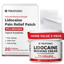 Treatonic Lidocaine Numbing Cream & Patches Set: 5% Lidocaine Cream (2.1oz) + 4% Patches (20PCS) - Maximum Strength Topical Anesthetic for Pain Relief, Itching, Burning, Soreness, Hemorrhoid