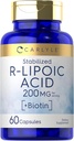 Carlyle R-Lipoic Acid 200mg → 60 Capsules → 与 Biotin → 非 GMO 稳定 RLA , 无胶质