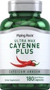 Piping Rock Cayenne Pepper Capsules | 180 Count Herbal Supplement | Capsicum Annuum | Plus Ginger and Hawthorn Berry | Non-GMO, Gluten Free