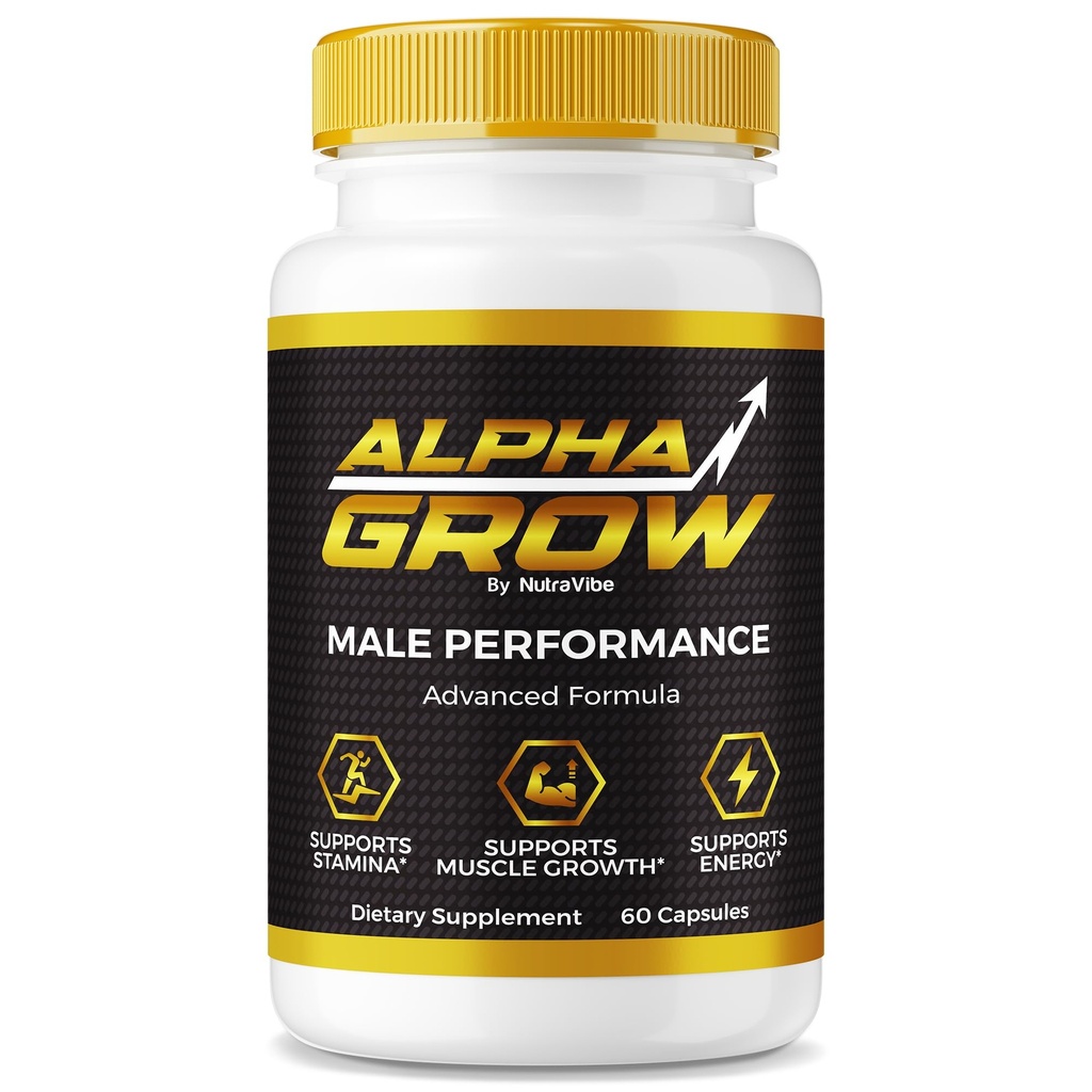 Alpha Grow for Men, Official AlphaGrow Male Performance with Premium, Natural Ingredients to Sustain Energy, Peak Performance and Endurance, Just 2 Easy-to-Swallow Pills Daily (60 Capsules)