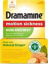 Dramamine Advanced Herbals Motion Sickness Relief, Non Drowsy, Natural Ginger Capsules, Prevents Nausea and Vomiting, Travel Sickness Relief, 18 Count (Pack of 5)