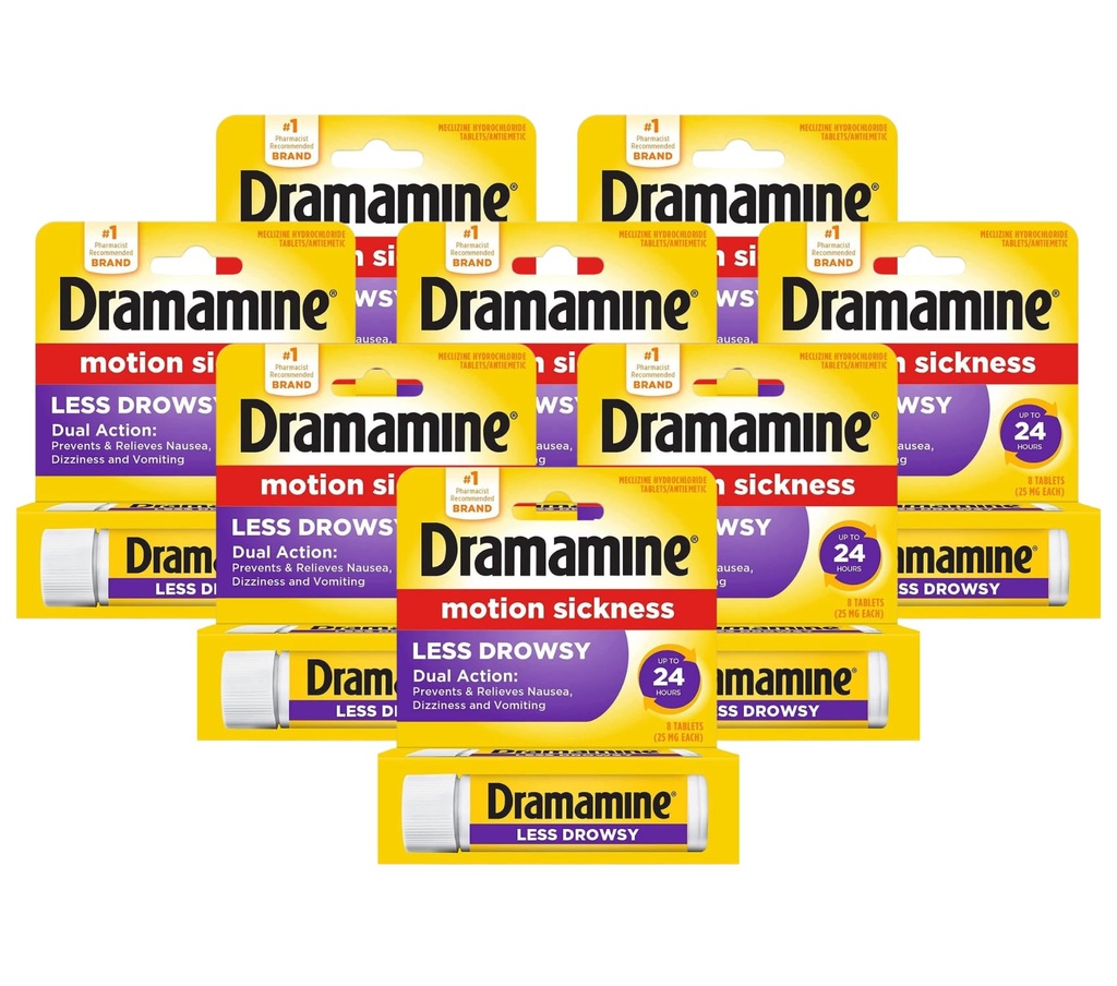 Dramamine Less Drowsy Formula, 8 Tablets (Pack of 8)