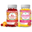 Lunakai Vitamin B12 and Collagen Gummies Bundle - 3000 mcg Methylcobalamin High Absorption Energy Gummies - Non-GMO Anti Aging Supplements for Men & Women - 30 Days Supply