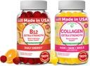 Lunakai Vitamina B12 e Collagen Gummies Bundle - 3000 mcg Methylcobalamin High Absorption Energy Gummies - Non OGM Anti Aging Supplements for Men & Women - 30 giorni di alimentazione