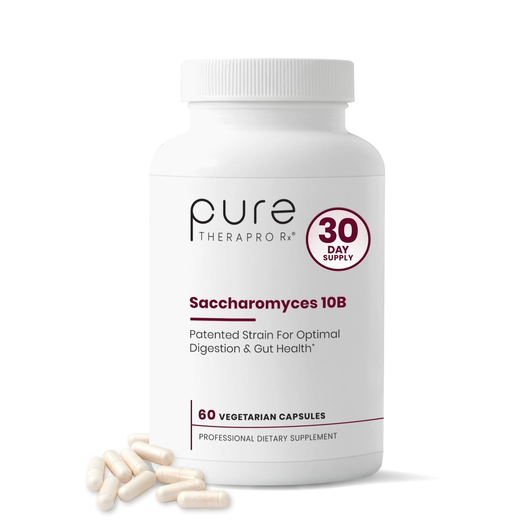 Pure Therapro Rx Saccharomyces Boulardii Probiotics 10 Billion CFU - Made in USA | No Fillers, Patented Strain: Lynside CNCM I-3799 Probiotics for Men and Women 60 Capsules