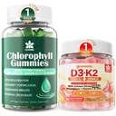 LILICARE Chlorophyll Gummies + Vitamin D3 K2 Gummies 5000IU / 10,000 IU with 500mg Calcium