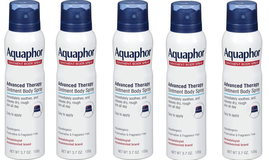 Aquaphor Ointment Body Spray - Moisturizes and Heals Dry, Rough Skin - 3.7 oz. Spray Can, 5 Pack
