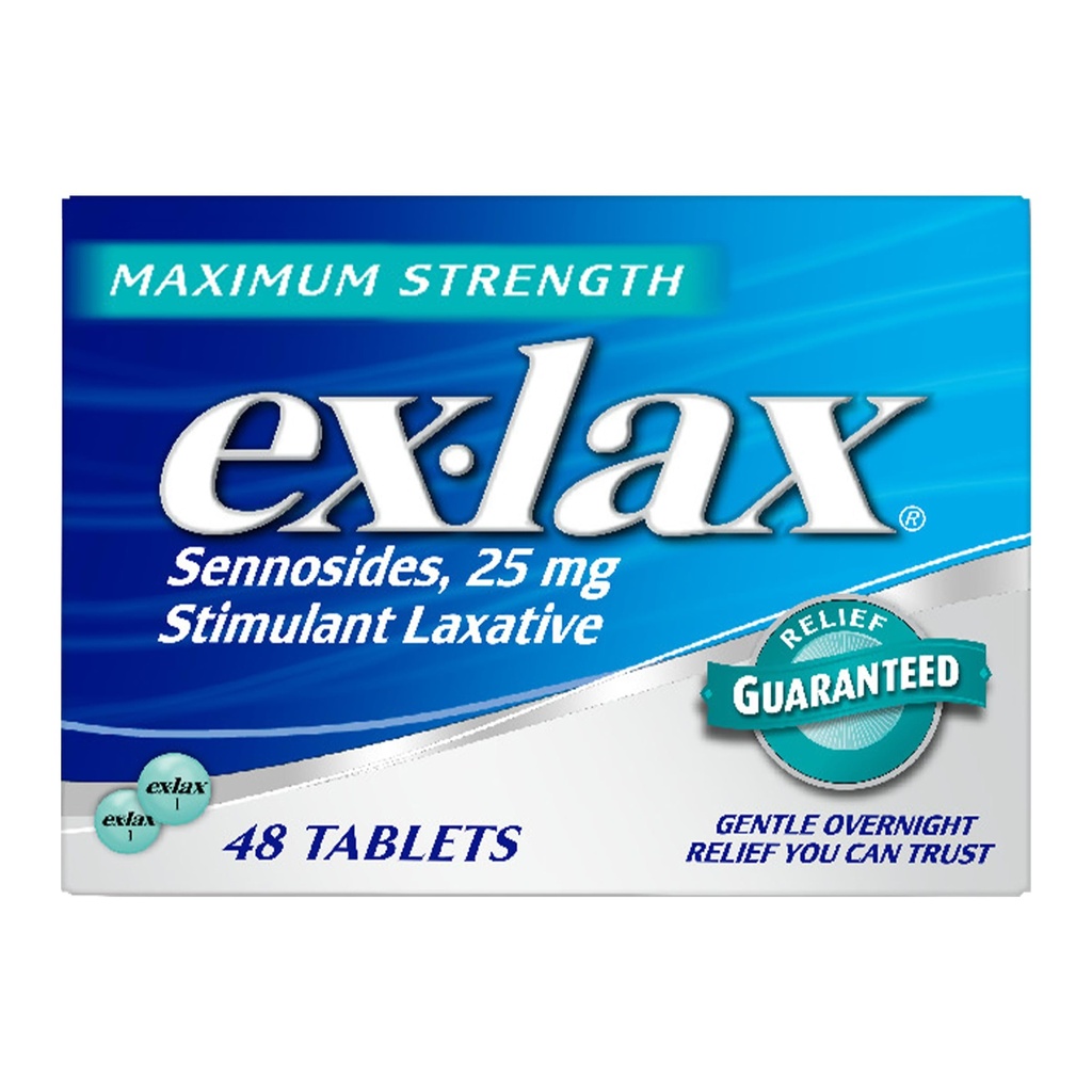 Ex-Lax Maximum Strength Stimulant Laxative Constipation Relief Pills for Occasional Constipation, Gentle Laxatives - 48 Count