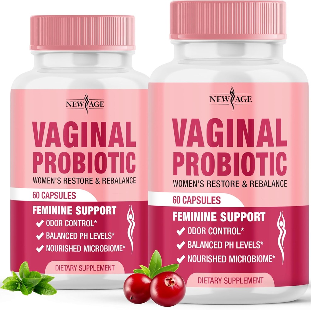 Novos probióticos vaxinais para mulleres con prebióticos, extracto de Cranberry e unha Blend Probiótico de Lactobacillus, soporta equilibrio de pH saudable, control de olor, flora vaxinal - 120 cápsulas