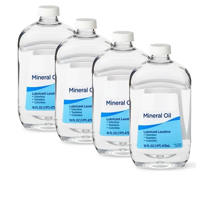 (4 Pack) SEDLAV Mineral Oil Lubricant Laxative Liquid for Constipation, 16 fl oz (474mL), Sticker