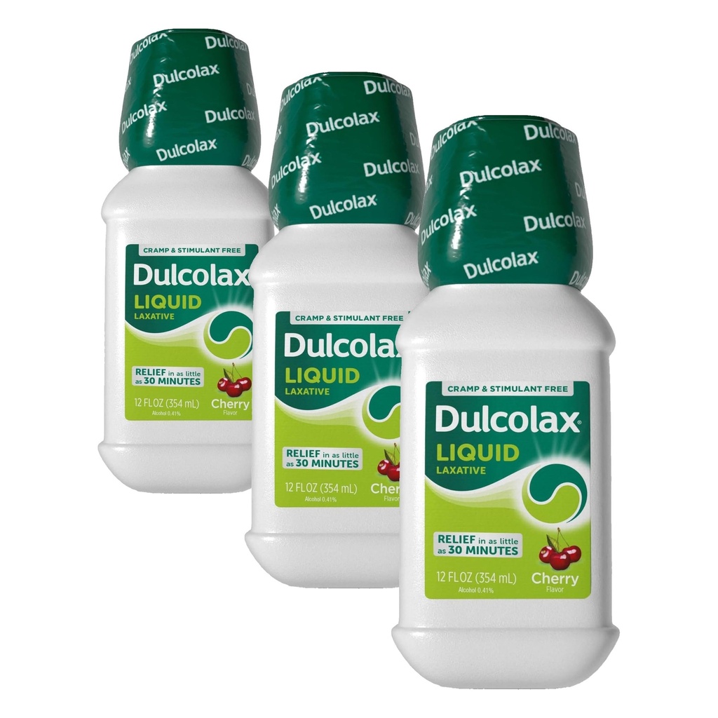 Dulcolax Saline Laxative Liquid, Fast & Gentle Constipation Relief, Natural Laxatives, Softens Stool, Cherry Flavor, Magnesium Hydroxide 1200 mg, 12 fl. oz. (Pack of 3)