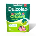 Dulcolax Saline Laxative Soft Chews, Gentle Constipation Relief, Mixed Berry Flavor, Magnesium Hydroxide 1200 mg, 60 Count (Pack of 12)