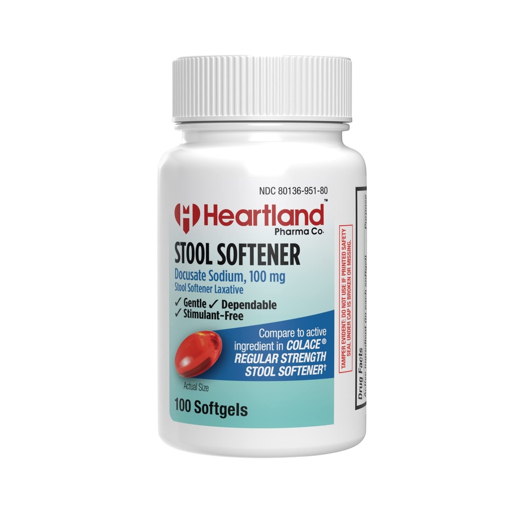 Docusate Sodium 100mg Softgels | Laxatives Stool Softener, Regular Strength | Gentle, Dependable & Stimulant-Free | 100 Count Bottle