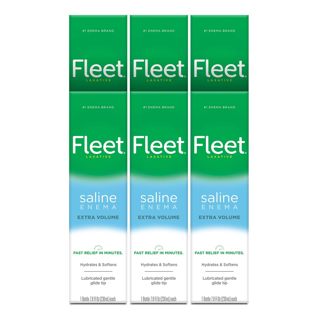 Fleet Dulcolax Fast Relief Medicated Laxative Suppositories, 28 Count Laxative Saline Enema, 7.8 Fl Oz (Pack of 6) Bundle