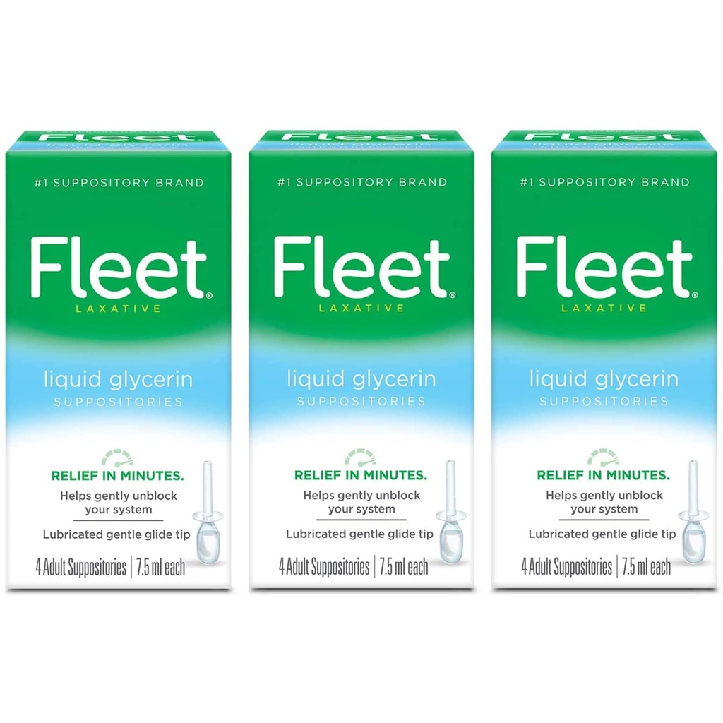 Dulcolax Bisacodyl 10mg 28 Count Laxative Suppositories and Fleet Glycerin 4 Count 7.5ml Adult Constipation Relief Suppositories Bundle