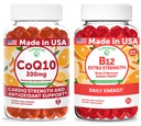 Lunakai USA Made CoQ10 200mg + B12 Extra Strength 3000mcg Gummies Bundle – Naturally Flavored, Non-GMO – 60ct Each