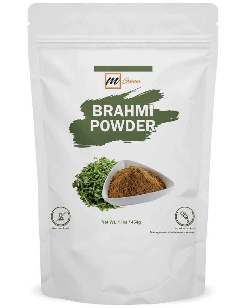 Natural Brahmi Bacopa Monnieri Powder, 1 Pound Herbal Supplement for Hair and Brain Health, 454 Grams