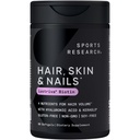 Sports Research® Hair, Skin & Nails Complex - Supports Hair Growth, Glowing Skin & Strong Nails - w/Lustriva® Biotin, Collagen, Hyaluronic Acid & KeraGLO® Keratin - Non-GMO, Gluten-Free, 60 Softgels
