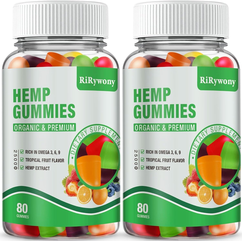 2 Packs Hemp Gummies for Sleep, Pain, Anxiety Relaxation and Peace, High Potency Edible Gummies Extra Strength Organic Hemp Oil Extract Vegan Bear Gummy - 160 Counts Candy